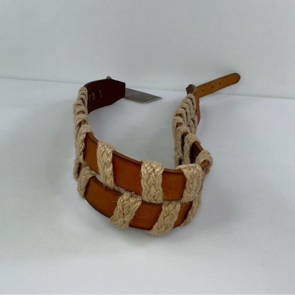Linea Pelle size S Anthropologie Leather Adjustable Women Belt Ivory Tan - Picture 3 of 7